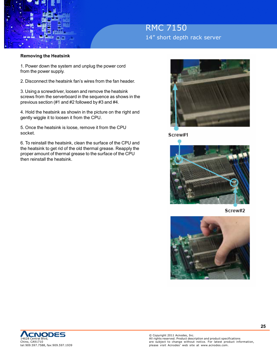 Rmc 7150, 14” short depth rack server | Acnodes RMC 7150 User Manual | Page 25 / 66