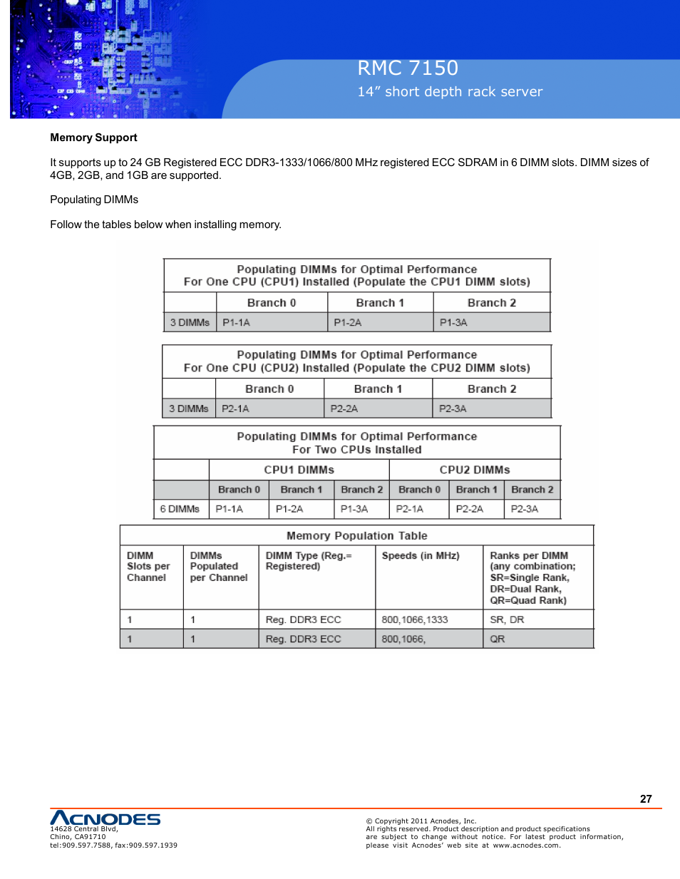 Rmc 7150, 14” short depth rack server | Acnodes RMC 7150 User Manual | Page 27 / 66