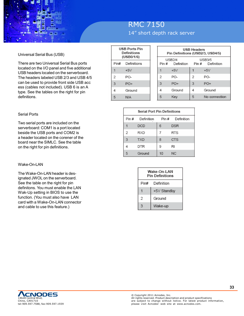 Rmc 7150, 14” short depth rack server | Acnodes RMC 7150 User Manual | Page 33 / 66