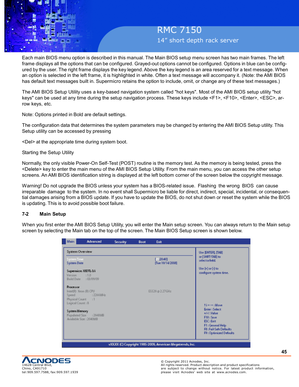 Rmc 7150, 14” short depth rack server | Acnodes RMC 7150 User Manual | Page 45 / 66