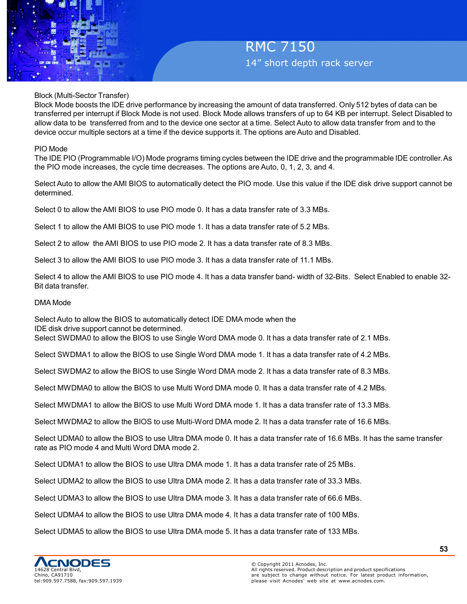 Rmc 7150, 14” short depth rack server | Acnodes RMC 7150 User Manual | Page 53 / 66