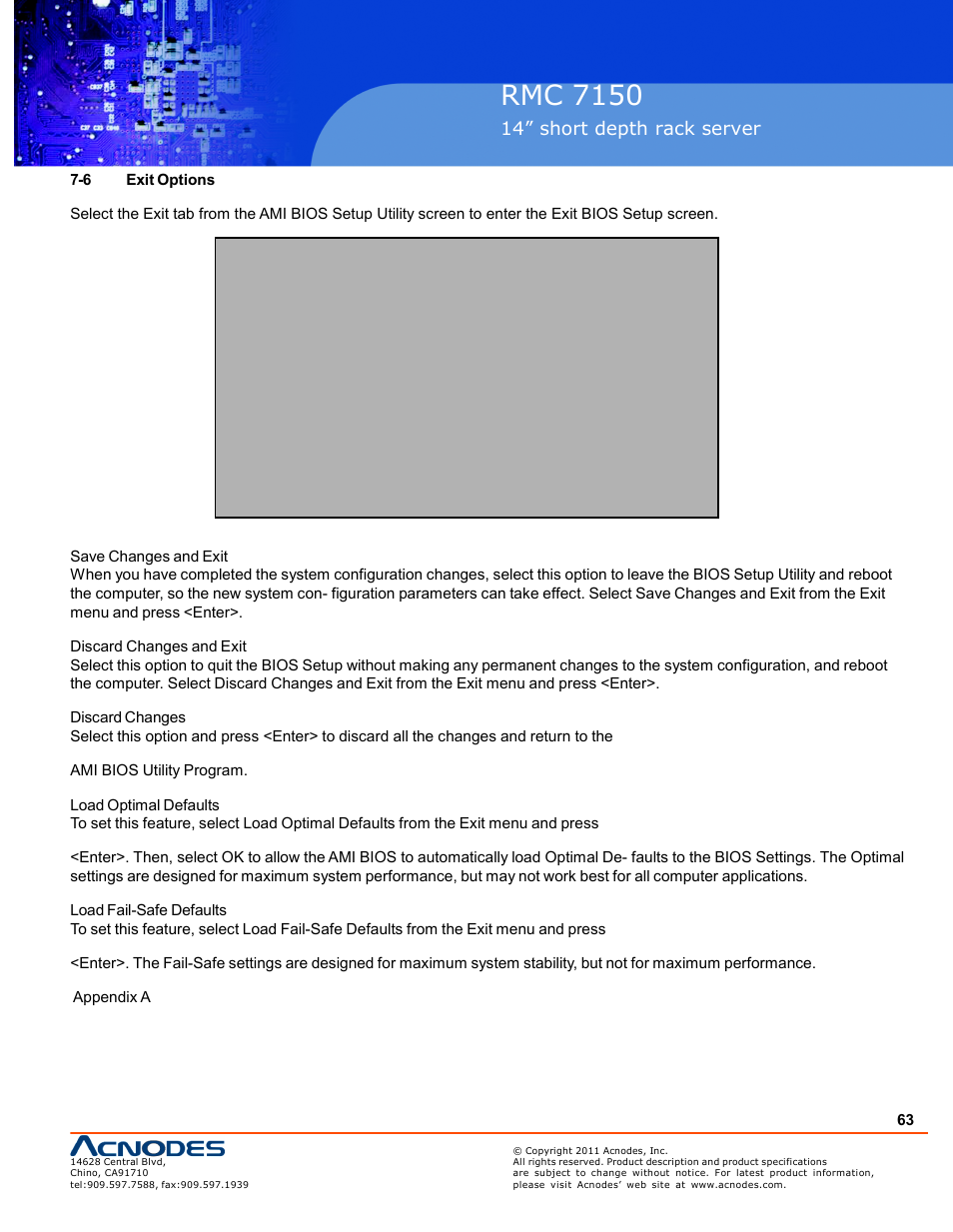 Rmc 7150, 14” short depth rack server | Acnodes RMC 7150 User Manual | Page 63 / 66
