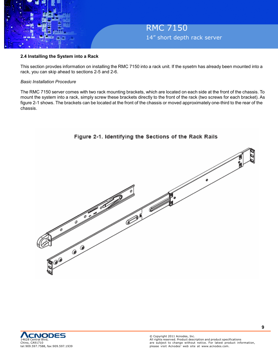 Rmc 7150, 14” short depth rack server | Acnodes RMC 7150 User Manual | Page 9 / 66