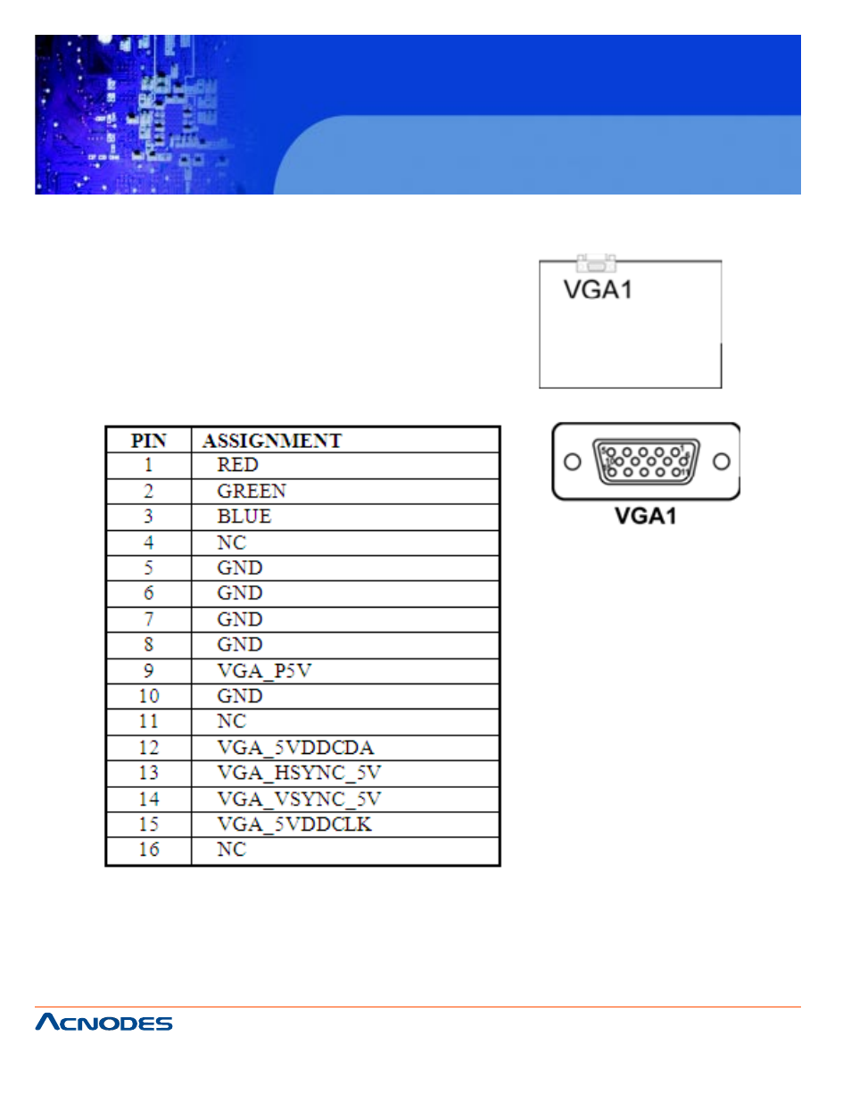 Fes7611, 9 vga connector | Acnodes FES7611 User Manual | Page 20 / 82