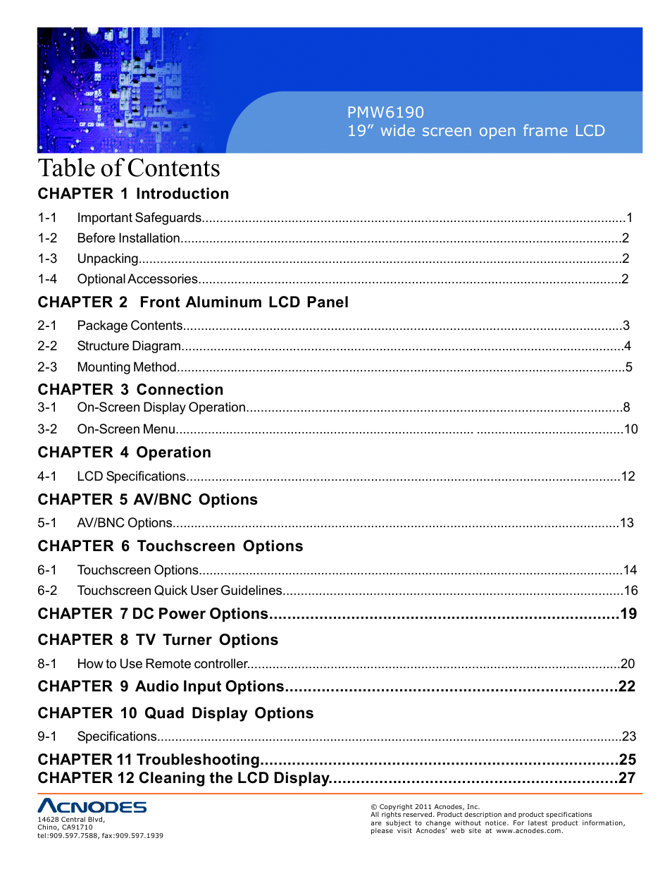 Acnodes PMW6190 User Manual | Page 2 / 27