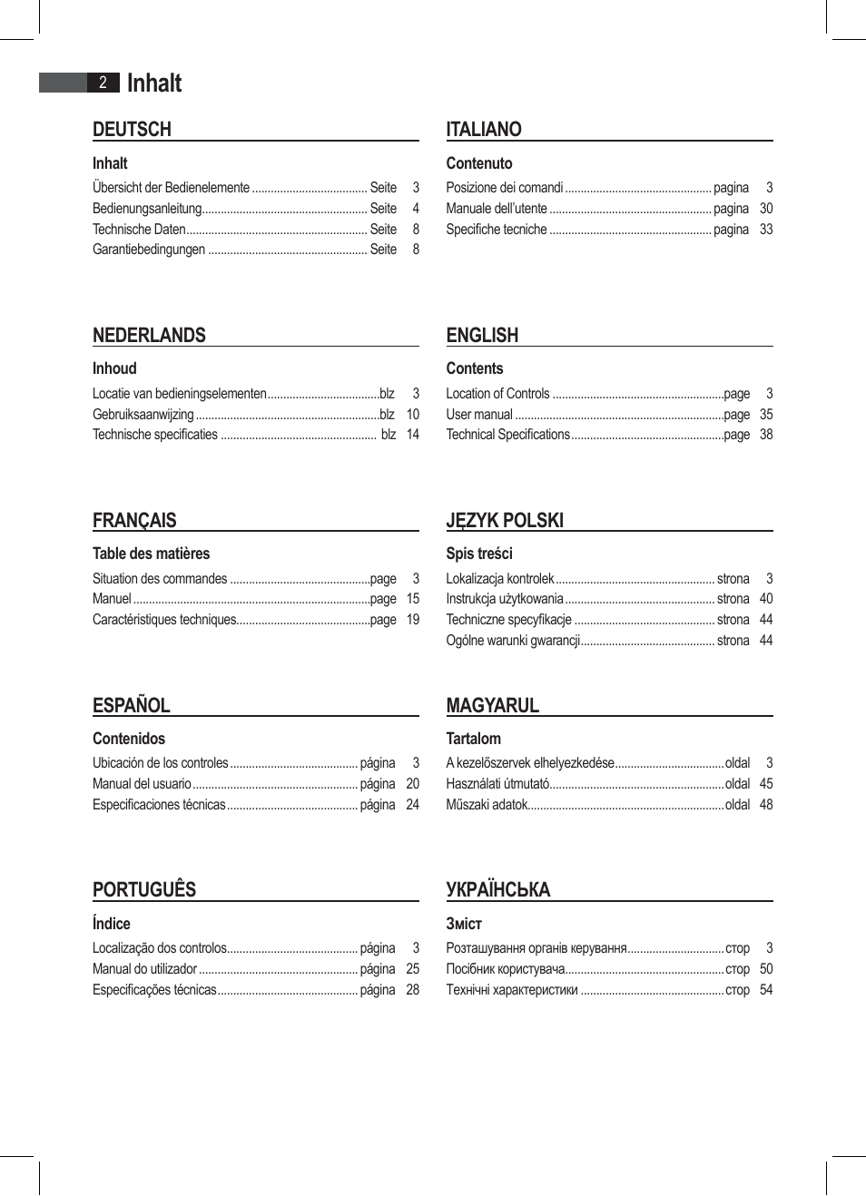 Inhalt | AEG PW 4923 FA User Manual | Page 2 / 58