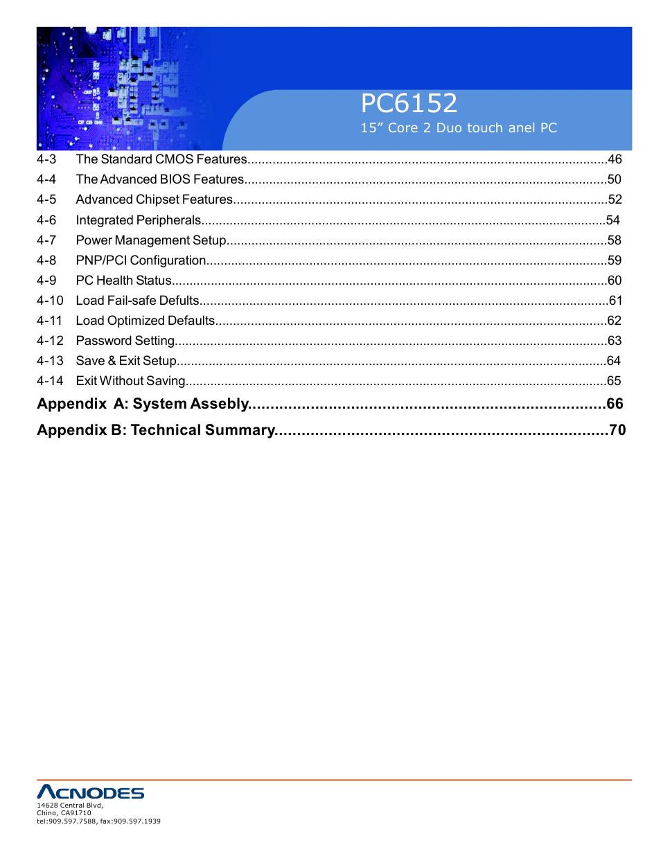 Pc6152 | Acnodes PC6152 User Manual | Page 4 / 77