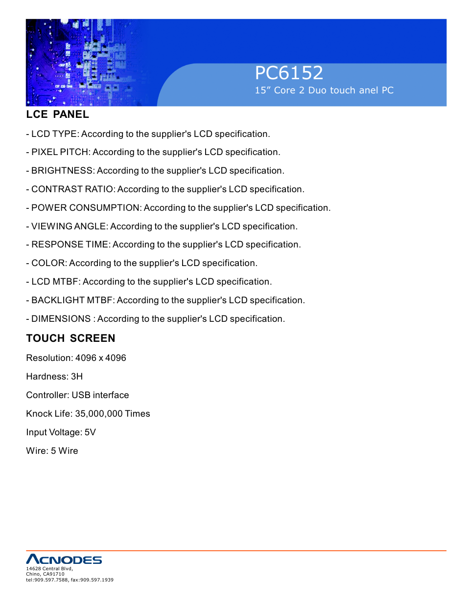 Pc6152 | Acnodes PC6152 User Manual | Page 8 / 77