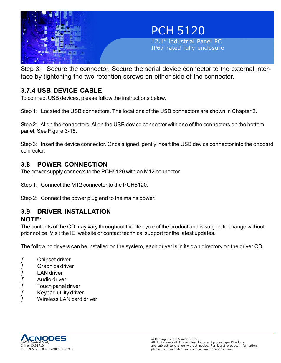 Pch 5120, 8 power connection | Acnodes PCH 5120 User Manual | Page 29 / 82