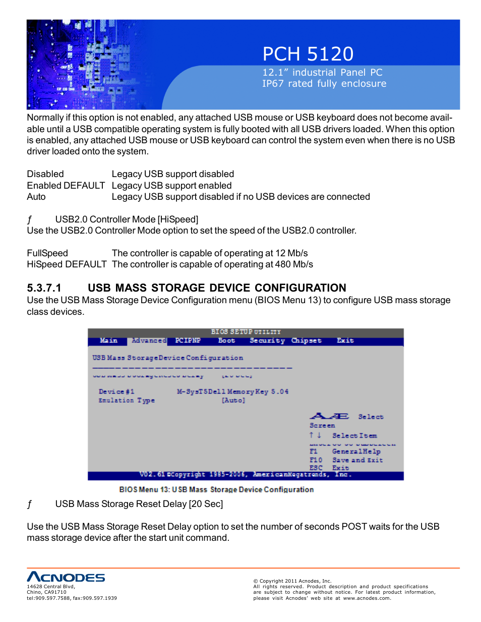 Pch 512 0, 1 usb mass storage device configuratio n | Acnodes PCH 5120 User Manual | Page 54 / 82