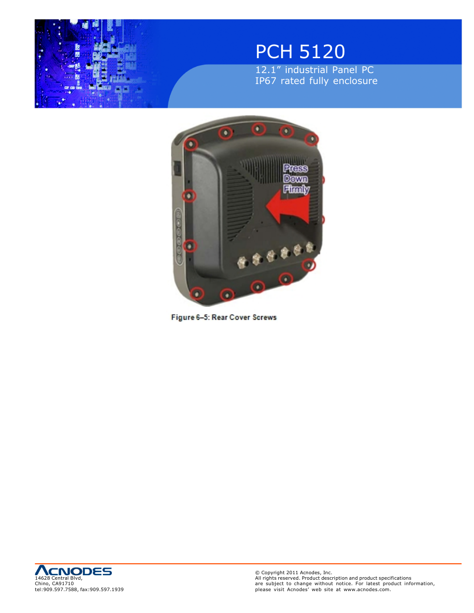 Pch 5120, 1” industrial panel pc ip67 rated fully enclosure | Acnodes PCH 5120 User Manual | Page 71 / 82