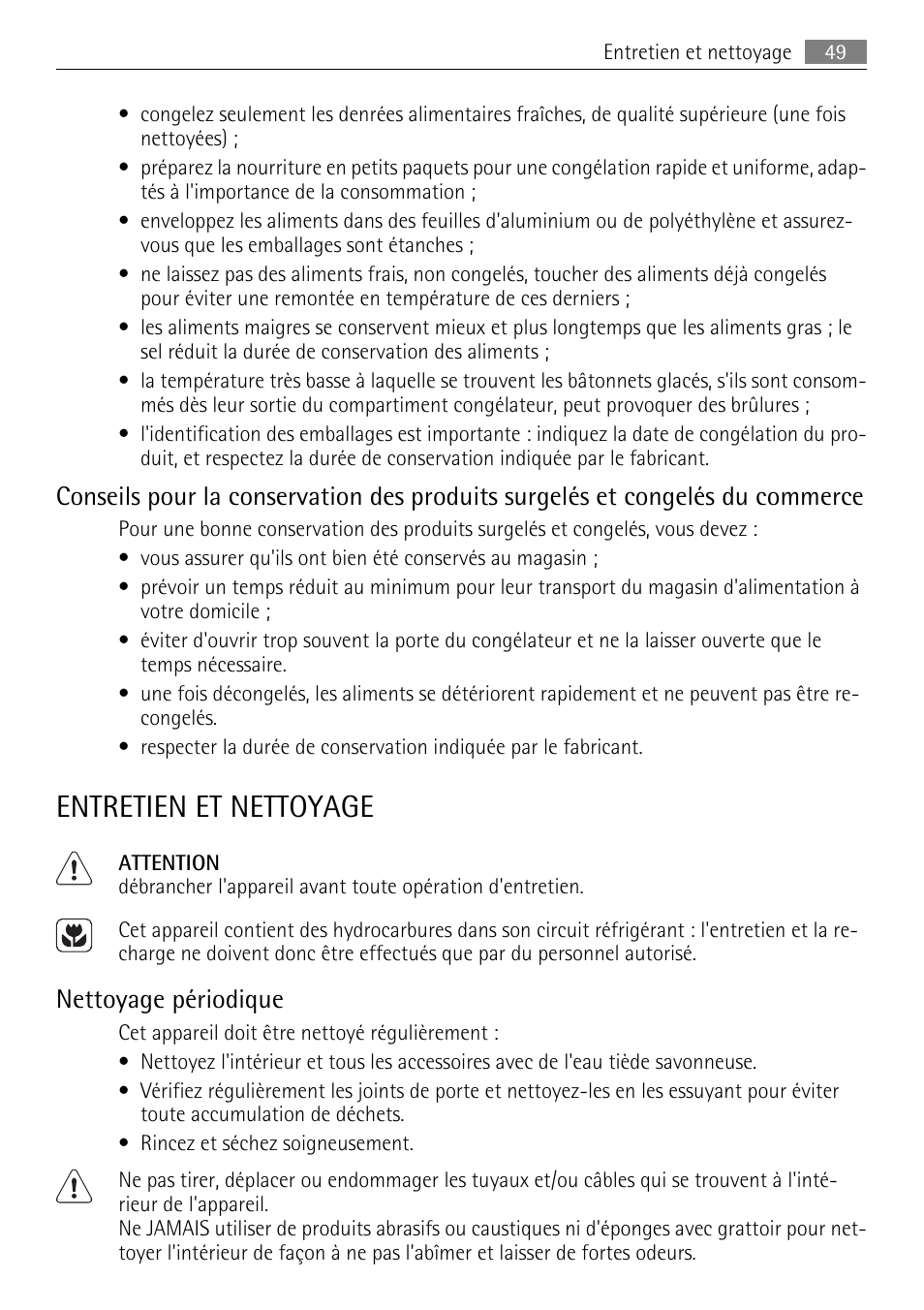 Entretien et nettoyage, Nettoyage périodique | AEG SKS81000F0 User Manual | Page 49 / 76