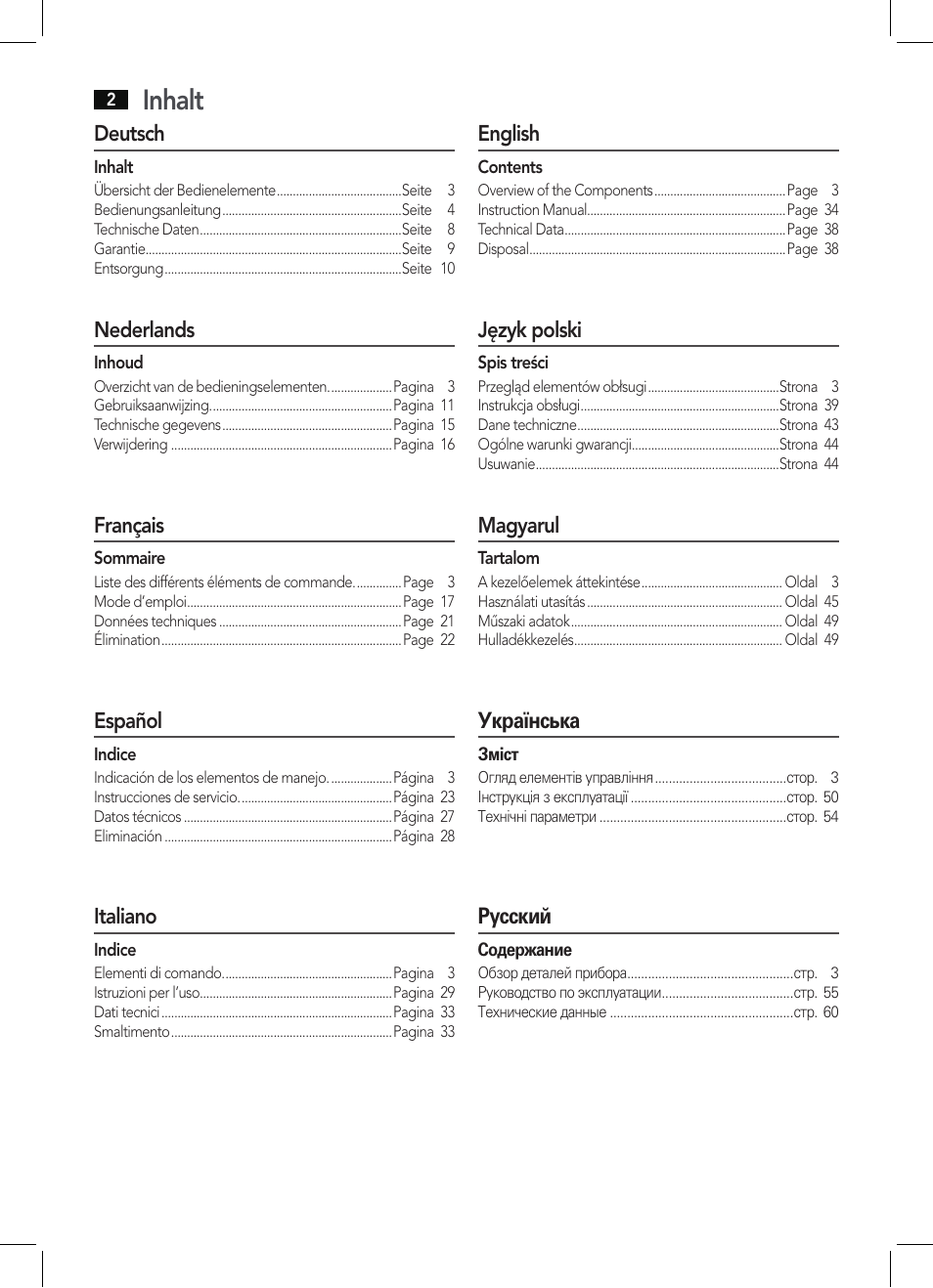 Inhalt | AEG KRC 4361 BT User Manual | Page 2 / 62