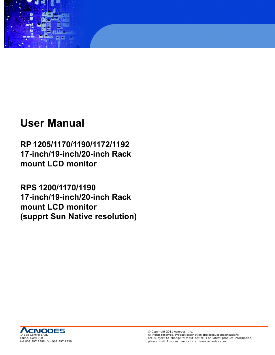 Acnodes RP 1170 User Manual | 23 pages
