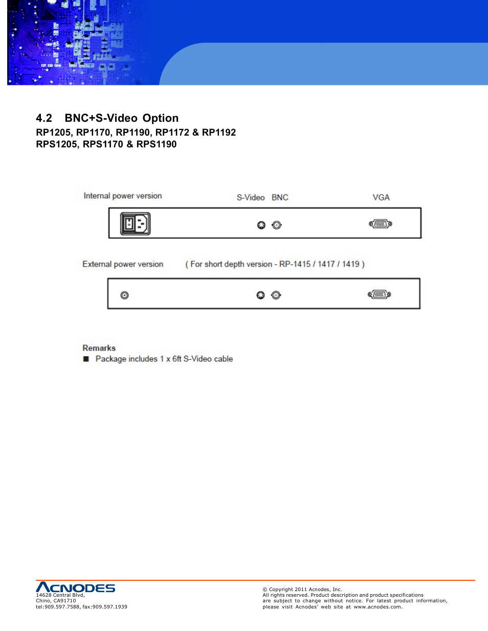 2 bnc+s-video option | Acnodes RP 1170 User Manual | Page 17 / 23