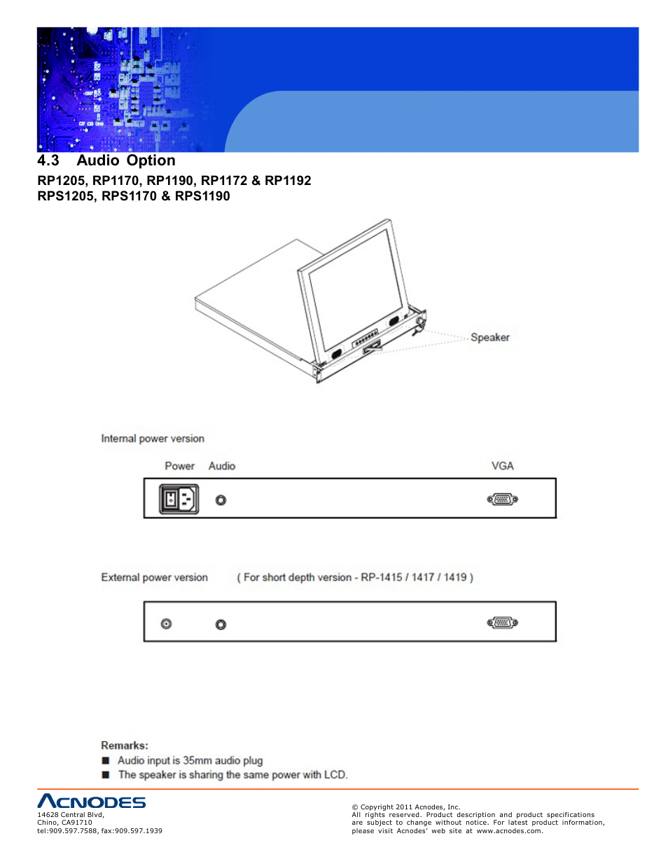 3 audio option | Acnodes RP 1170 User Manual | Page 18 / 23