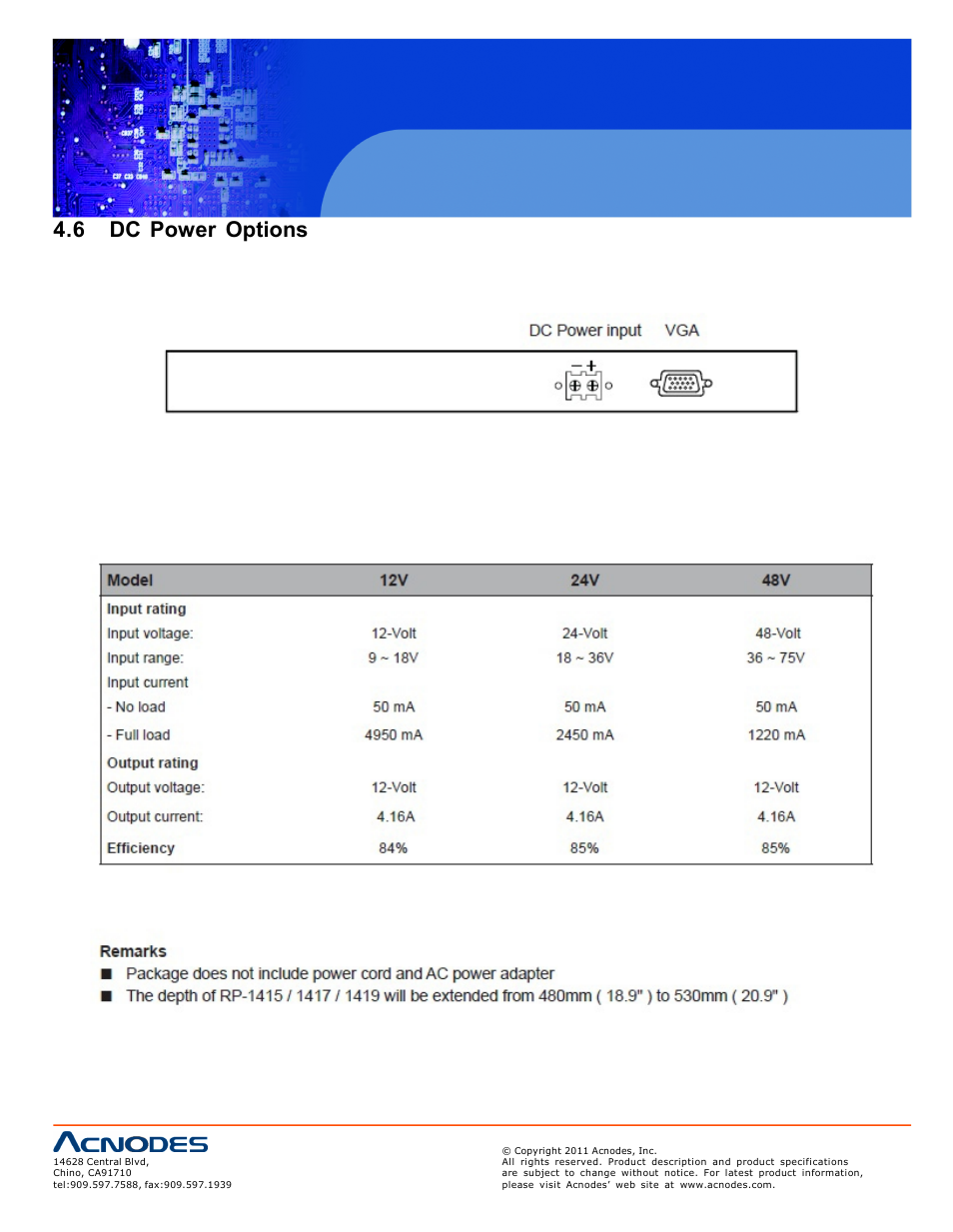 6 dc power options | Acnodes RP 1170 User Manual | Page 22 / 23