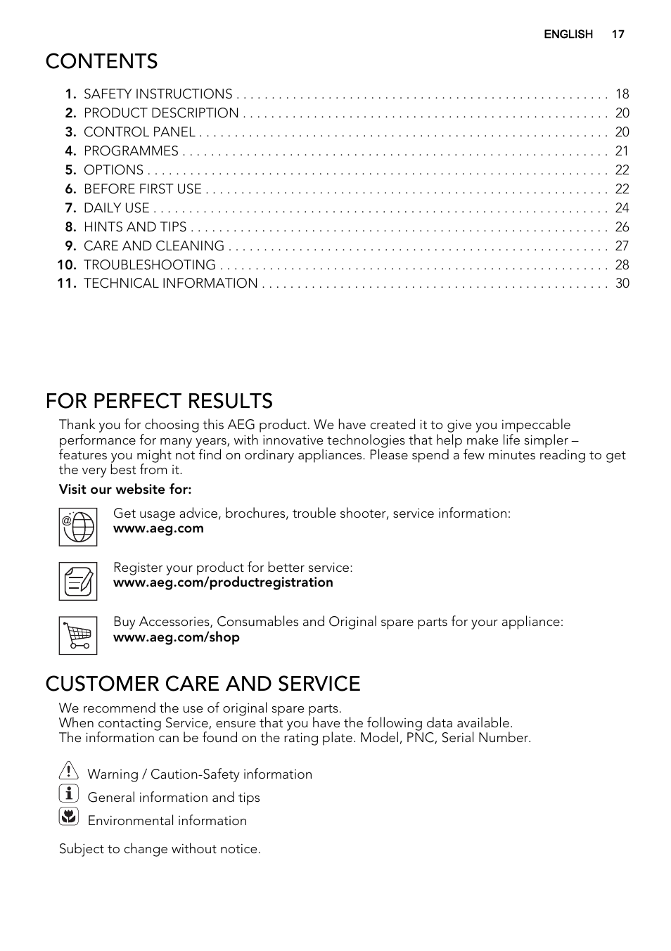 AEG F34500VI0 User Manual | Page 17 / 64