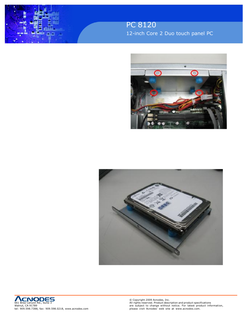 Pc 8120, Inch core 2 duo touch panel pc | Acnodes PC 8120 User Manual | Page 3 / 7