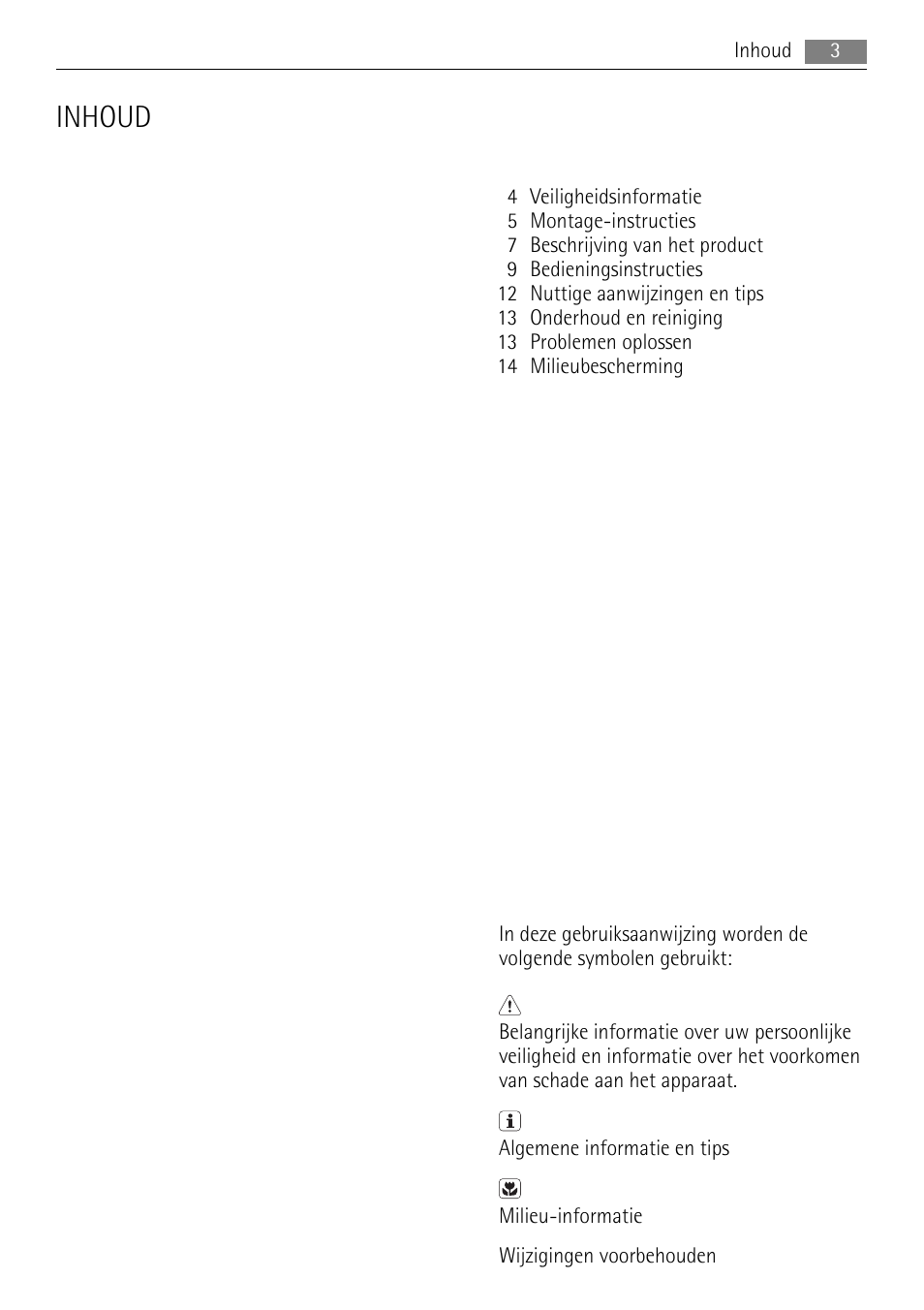 Inhoud | AEG HE604078XB User Manual | Page 3 / 56