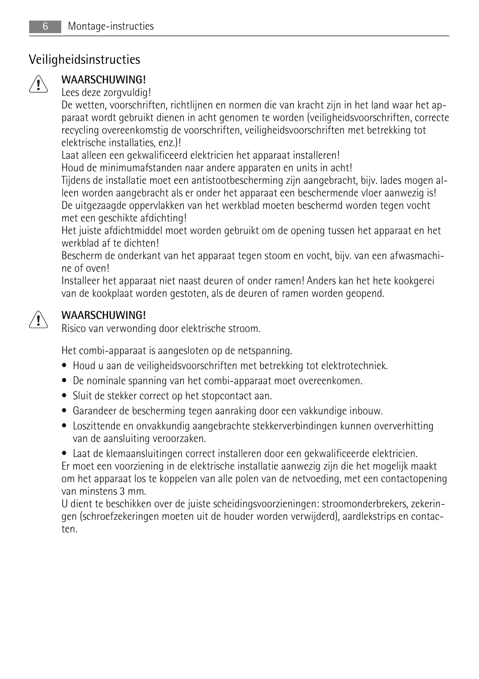 Veiligheidsinstructies | AEG HE604078XB User Manual | Page 6 / 56