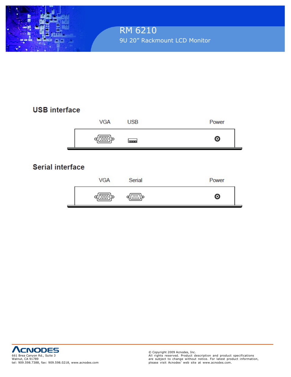 Rm 6210, 4 touchscreen options, 9u 20” rackmount lcd monitor | Acnodes 9U RM 6210 User Manual | Page 16 / 20