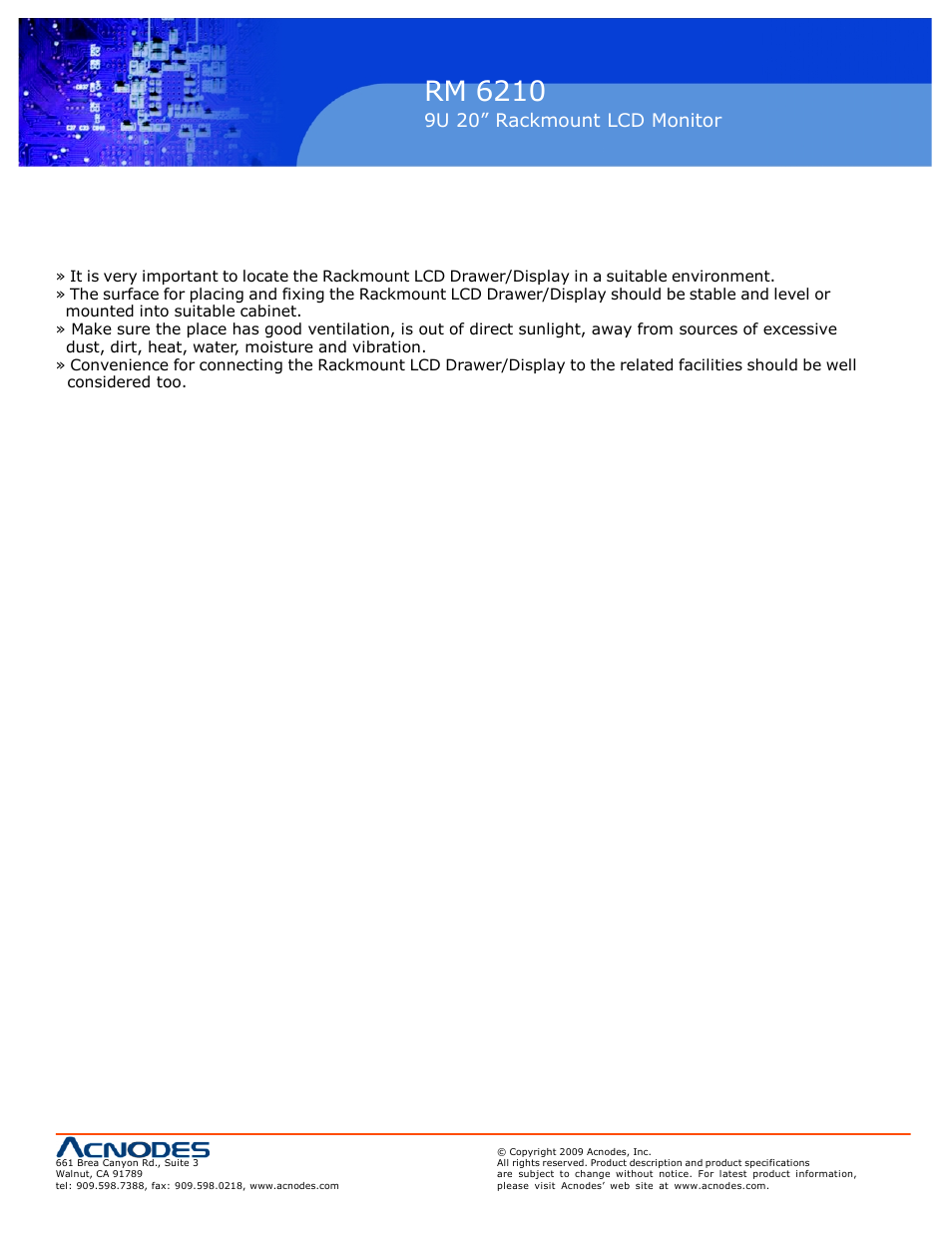Rm 6210, 3 before installation, 4 unpacking | Acnodes 9U RM 6210 User Manual | Page 5 / 20