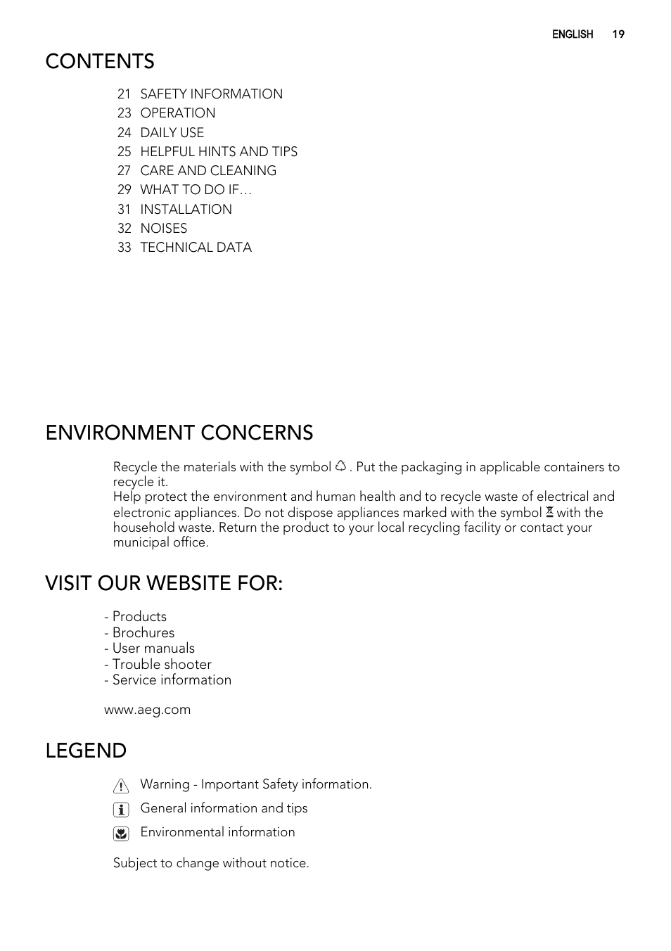 AEG SKS51000S0 User Manual | Page 19 / 72
