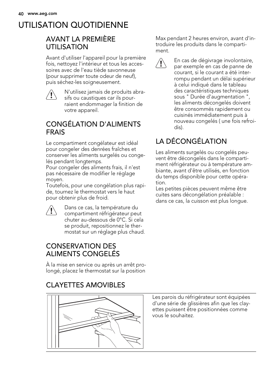 Utilisation quotidienne | AEG SKS51000S0 User Manual | Page 40 / 72