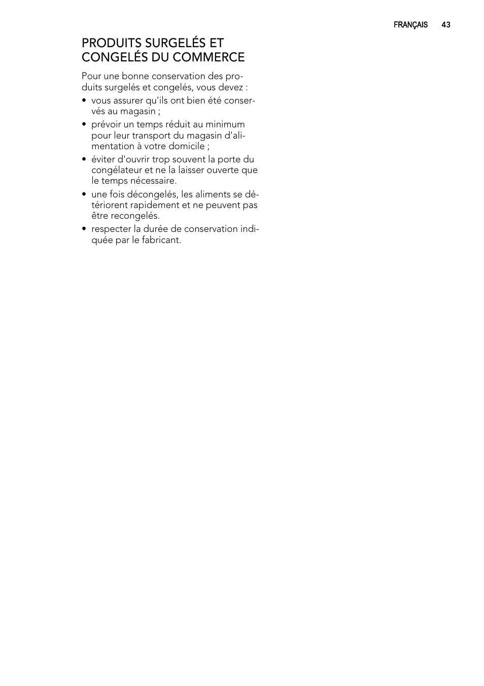 Produits surgelés et congelés du commerce | AEG SKS51000S0 User Manual | Page 43 / 72