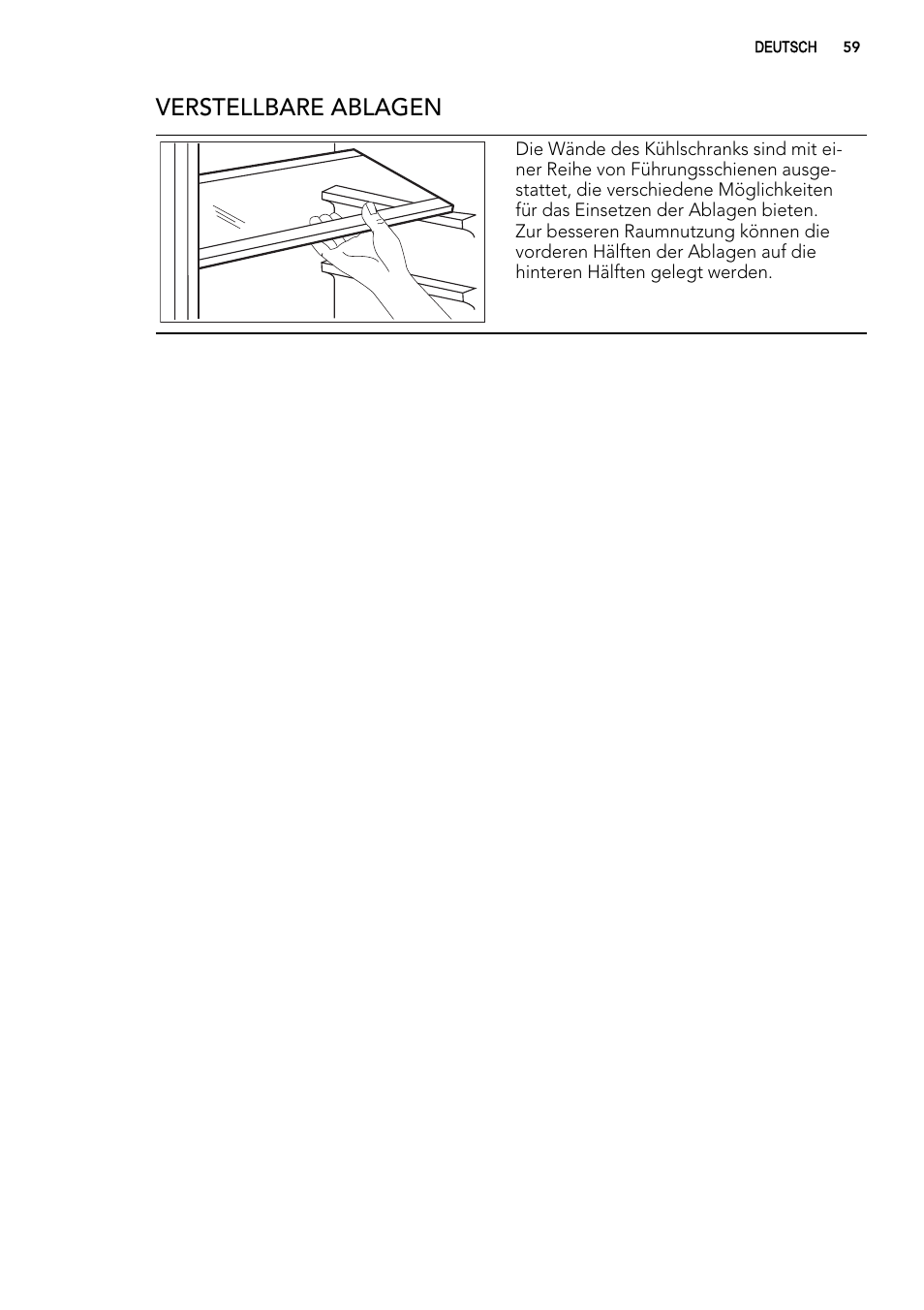 Verstellbare ablagen | AEG SKS51000S0 User Manual | Page 59 / 72