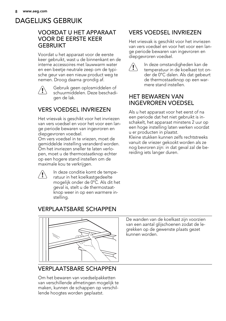 Dagelijks gebruik | AEG SKS51000S0 User Manual | Page 8 / 72