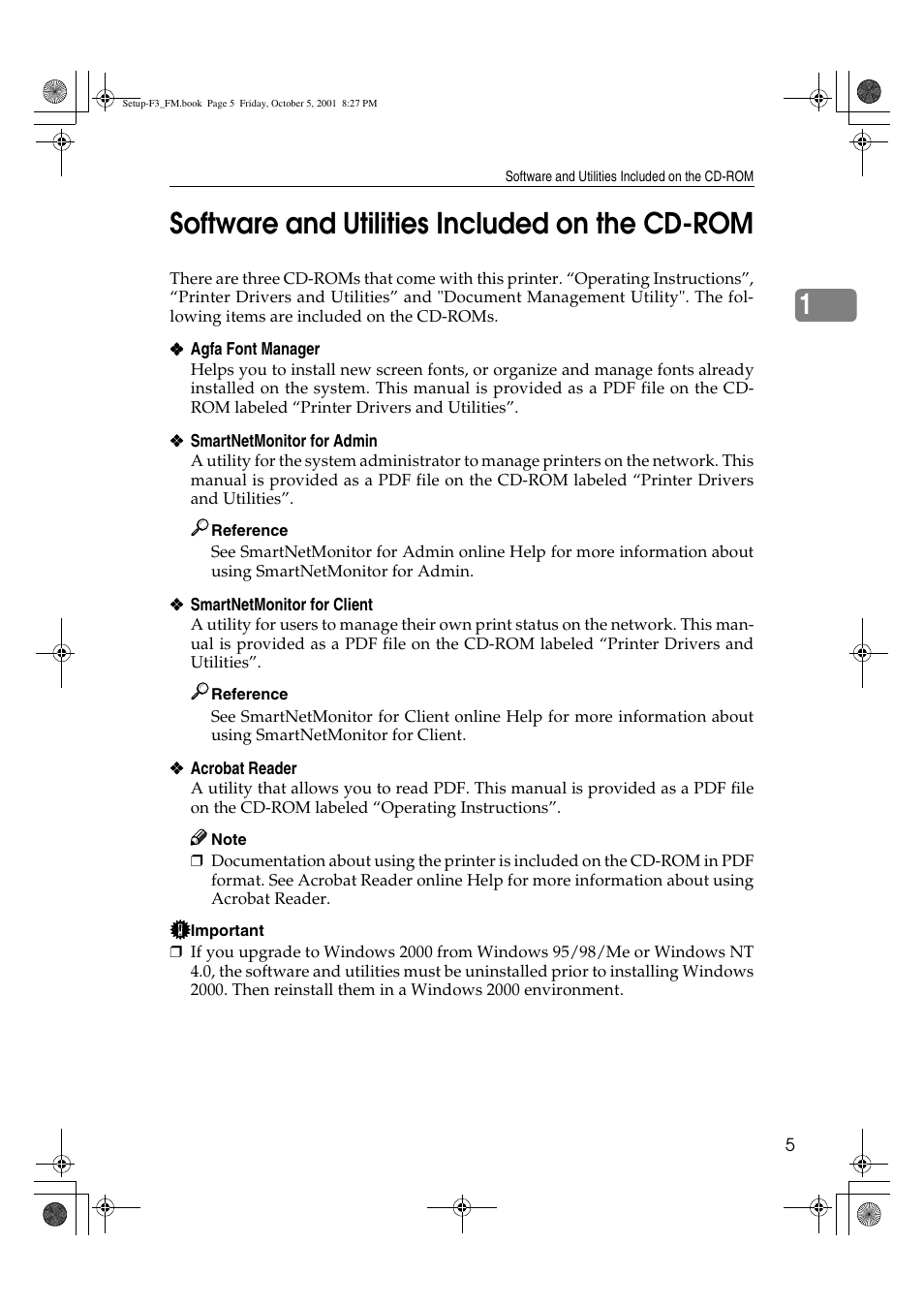 1software and utilities included on the cd-rom | Acnodes Aficio AP4510 User Manual | Page 15 / 66