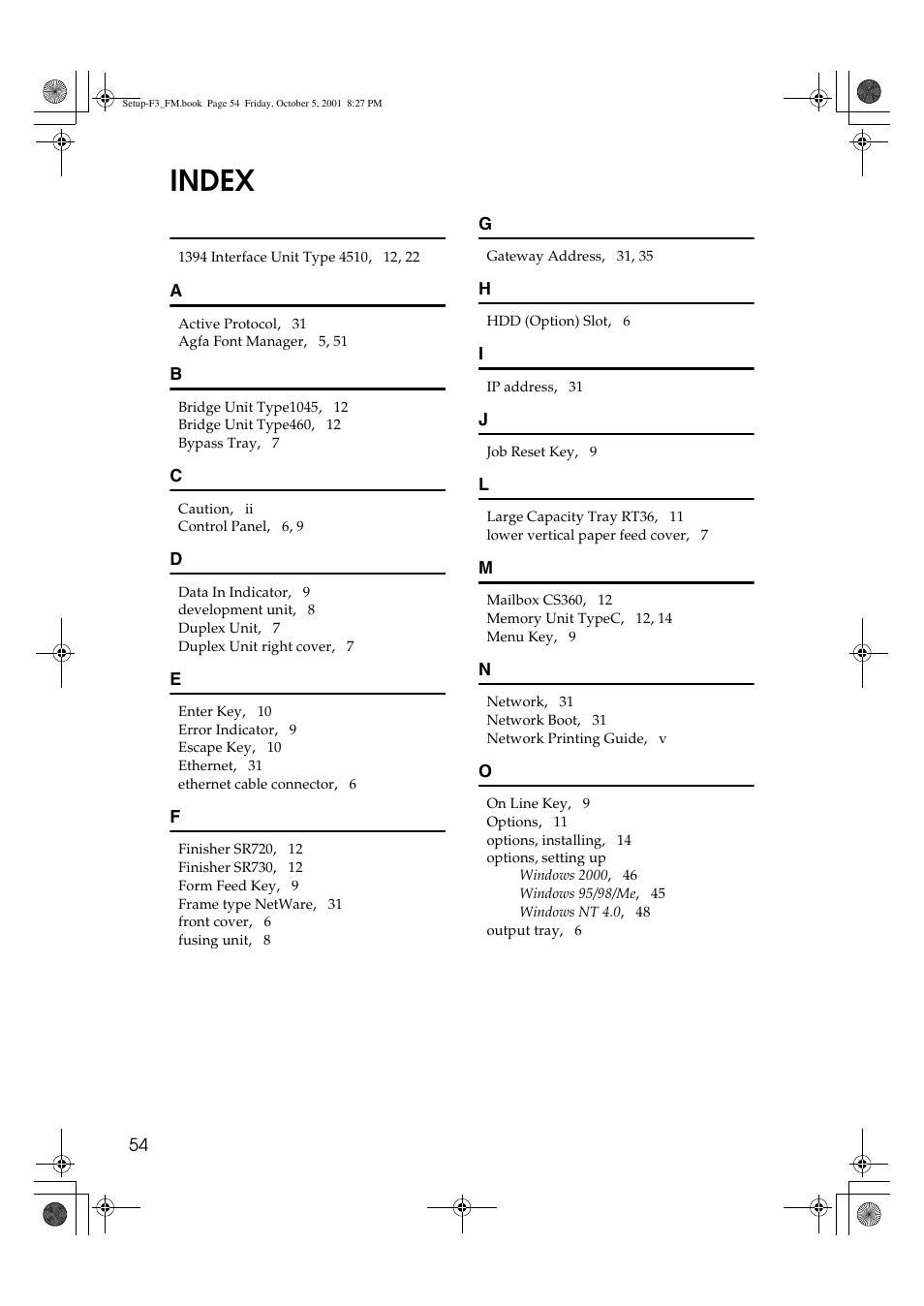 Index | Acnodes Aficio AP4510 User Manual | Page 64 / 66