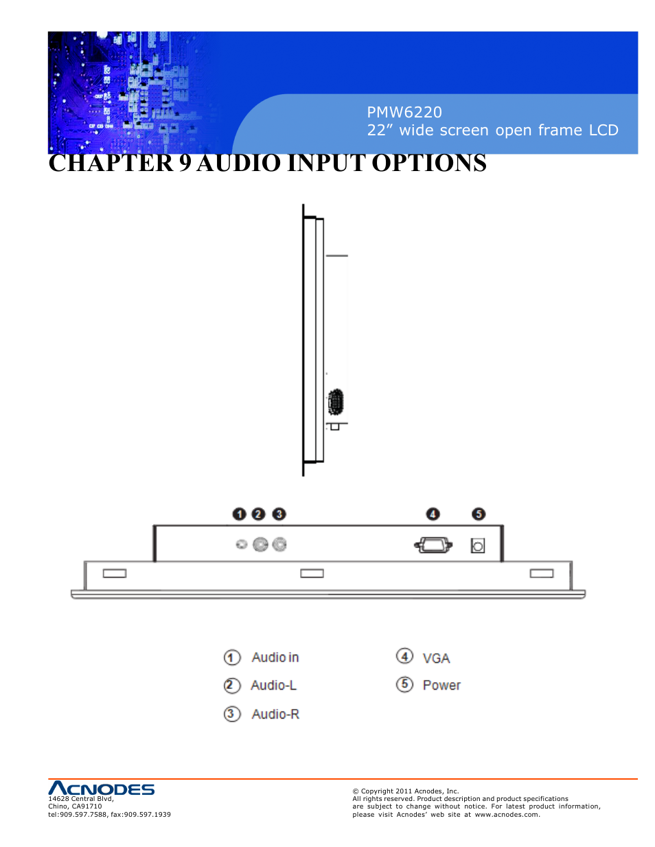 Chapter 9 audio input optio ns | Acnodes PMW6220 User Manual | Page 23 / 27