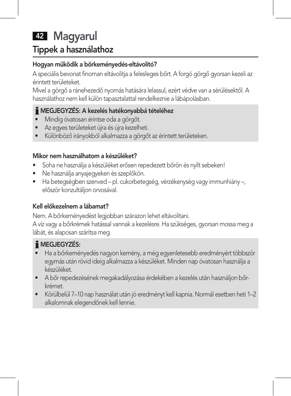 Magyarul, Tippek a használathoz | AEG PHE 5642 User Manual | Page 42 / 58