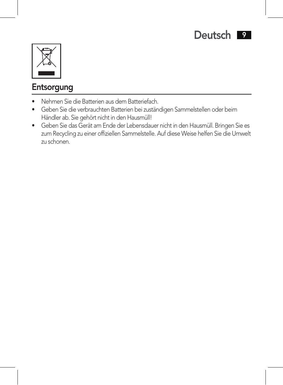 Deutsch, Entsorgung | AEG PHE 5642 User Manual | Page 9 / 58