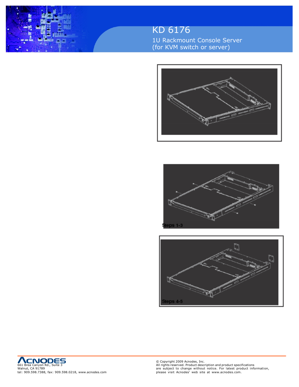 Rackmounting, Optional rack mounting, Kd 6176 | Acnodes KD 6176 User Manual | Page 3 / 3