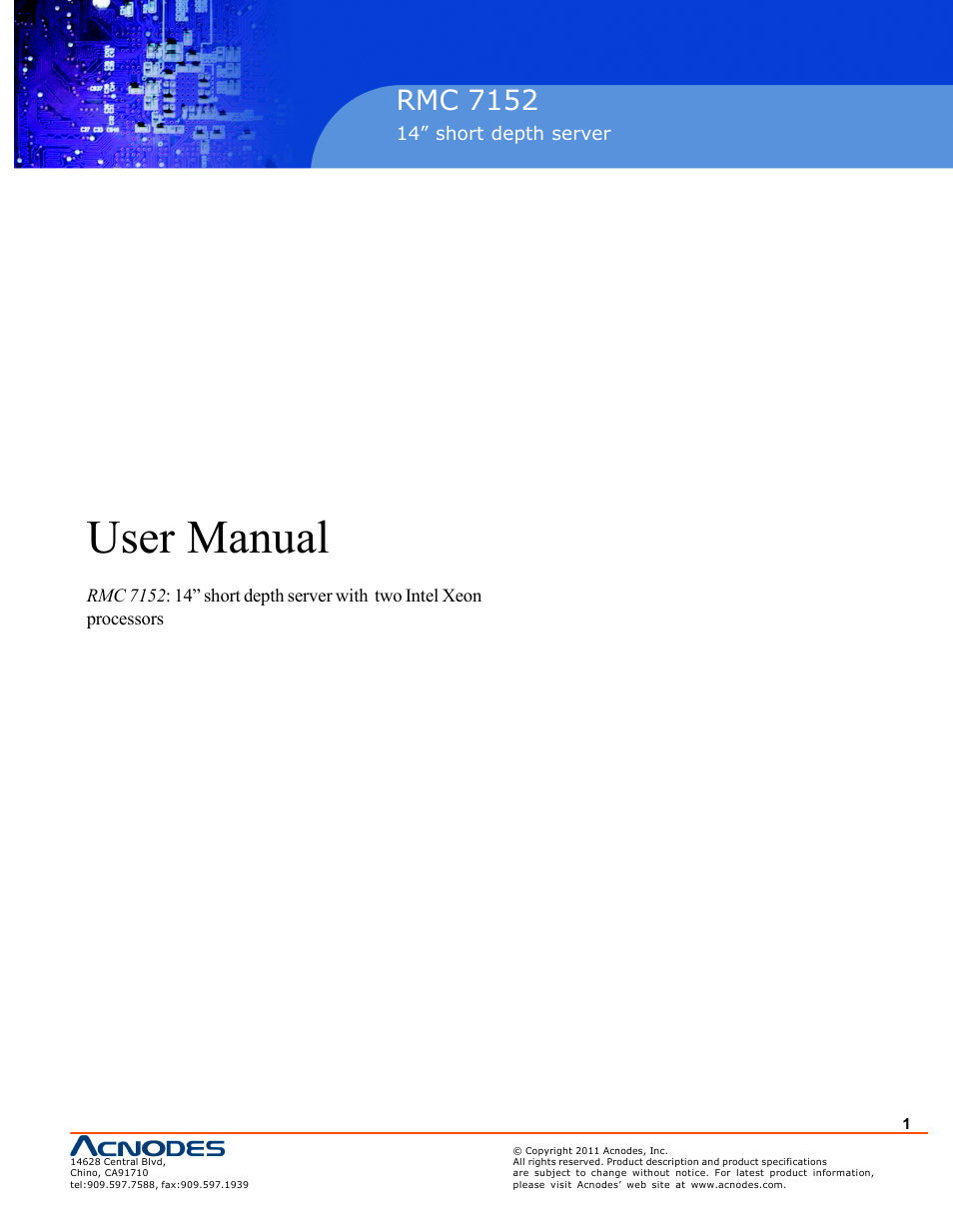Acnodes RMC 7152 User Manual | 68 pages