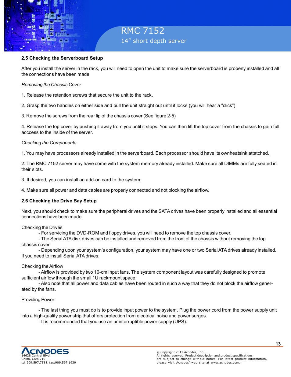 Rmc 7152 | Acnodes RMC 7152 User Manual | Page 13 / 68