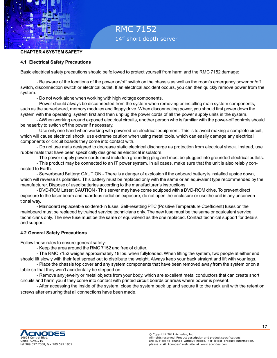 Rmc 7152 | Acnodes RMC 7152 User Manual | Page 17 / 68