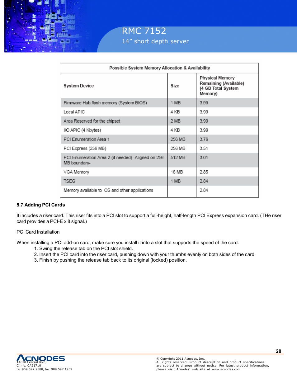 Pc 5150, Rmc 7152, Inch touch panel pc | 14” short depth server | Acnodes RMC 7152 User Manual | Page 28 / 68
