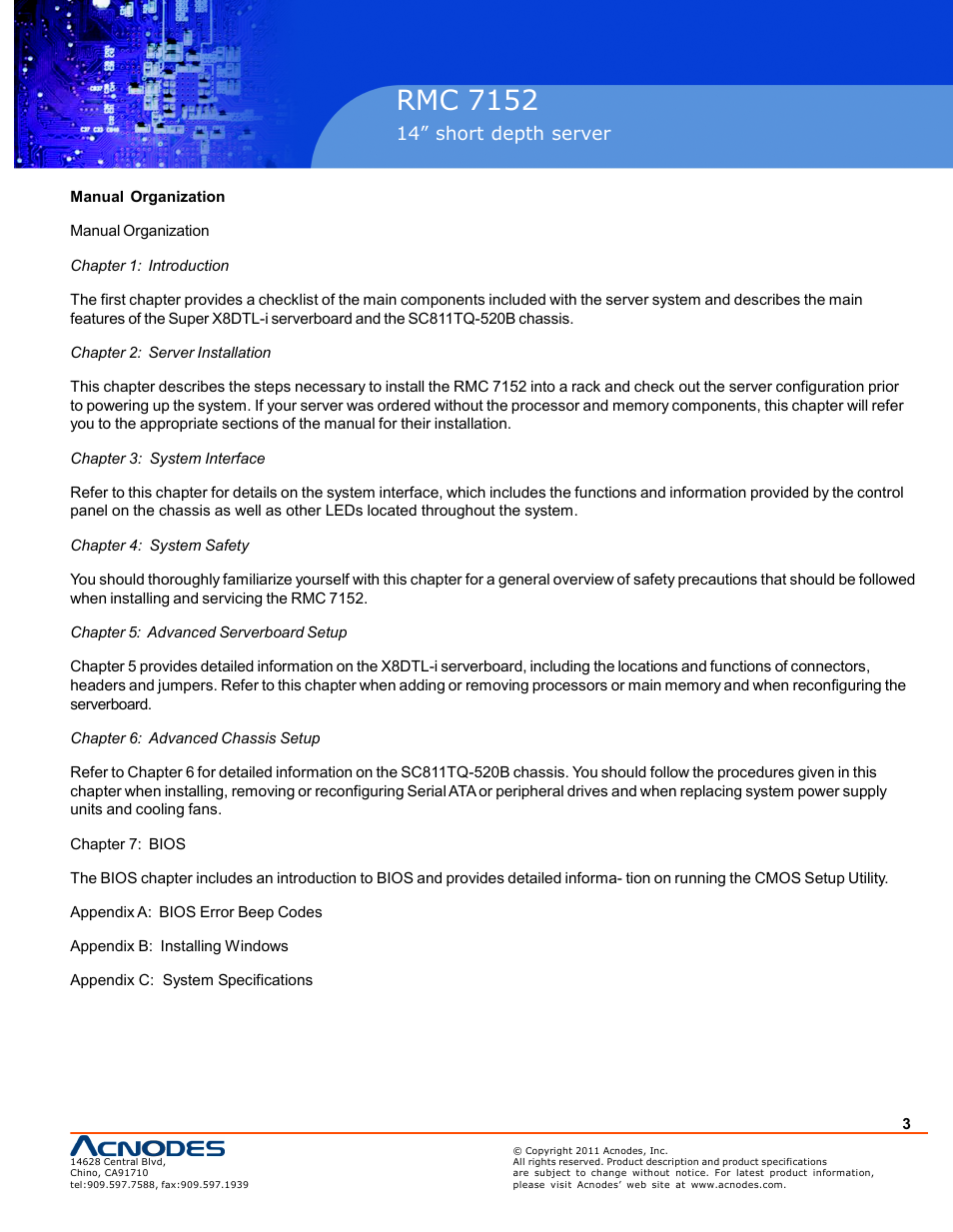 Rmc 7152 | Acnodes RMC 7152 User Manual | Page 3 / 68