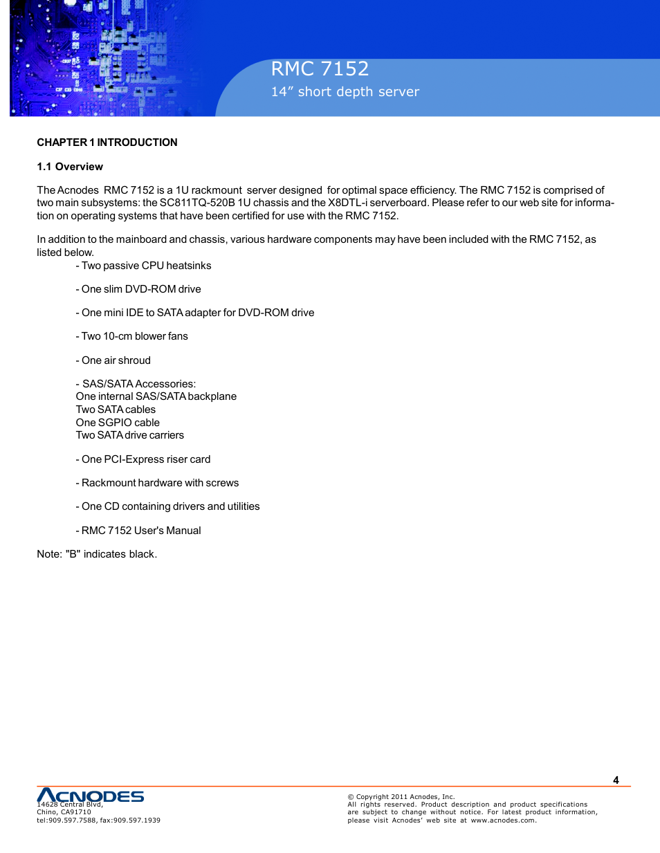 Pc 5150, Rmc 7152 | Acnodes RMC 7152 User Manual | Page 4 / 68