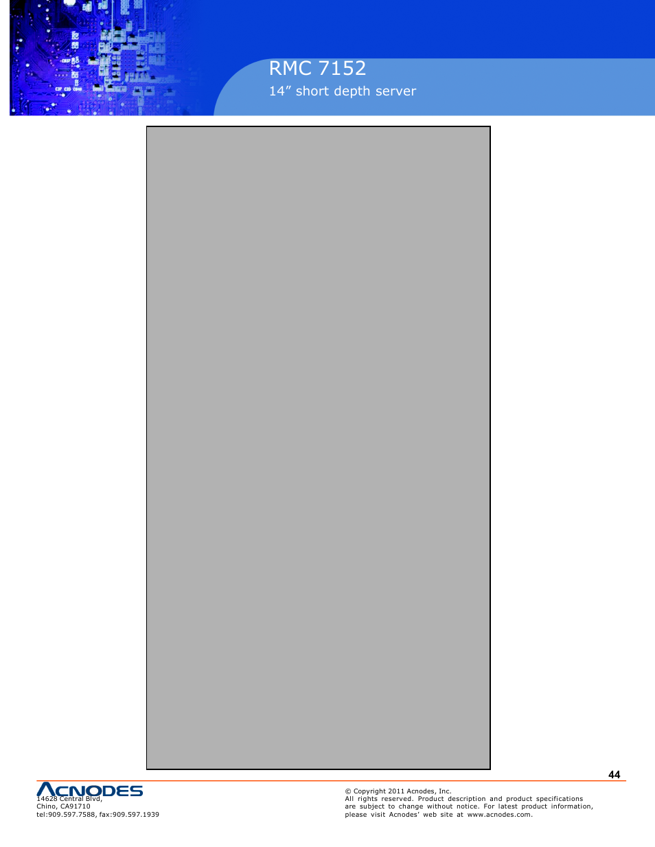 Pc 5150, Rmc 7152, Inch touch panel pc | 14” short depth server | Acnodes RMC 7152 User Manual | Page 44 / 68