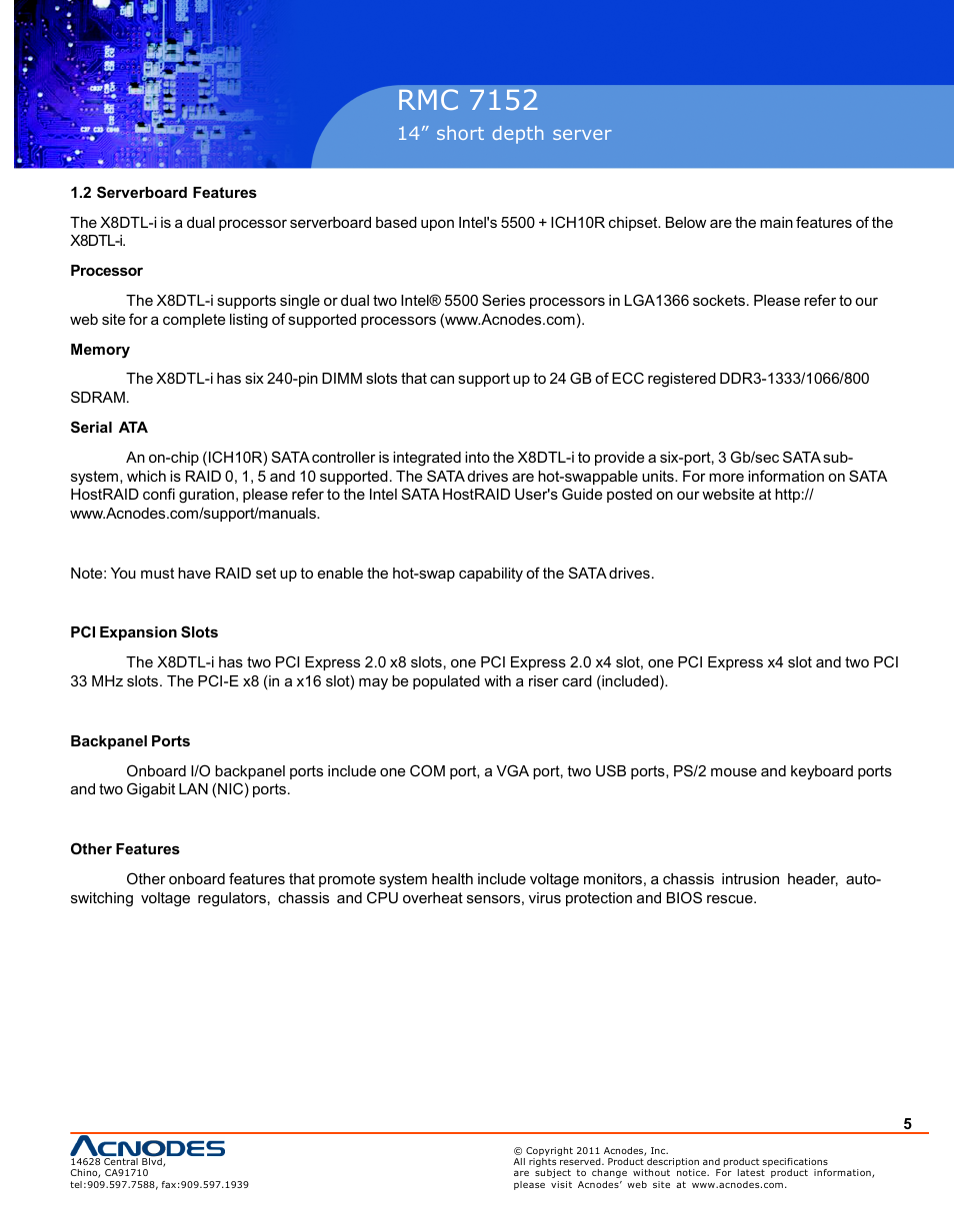 Rmc 7152 | Acnodes RMC 7152 User Manual | Page 5 / 68