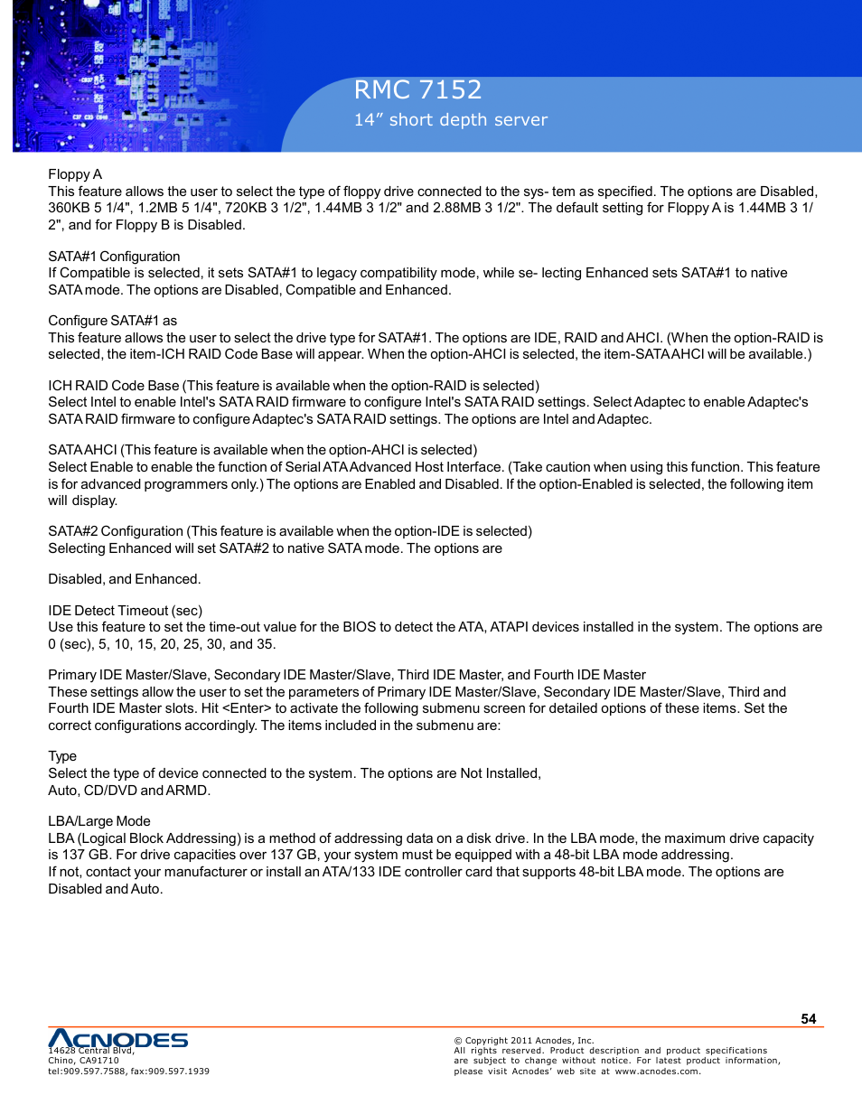 Pc 5150, Rmc 7152 | Acnodes RMC 7152 User Manual | Page 54 / 68