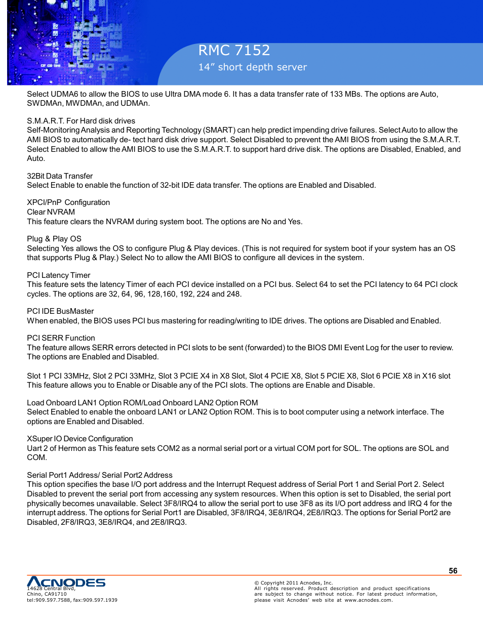 Pc 5150, Rmc 7152 | Acnodes RMC 7152 User Manual | Page 56 / 68