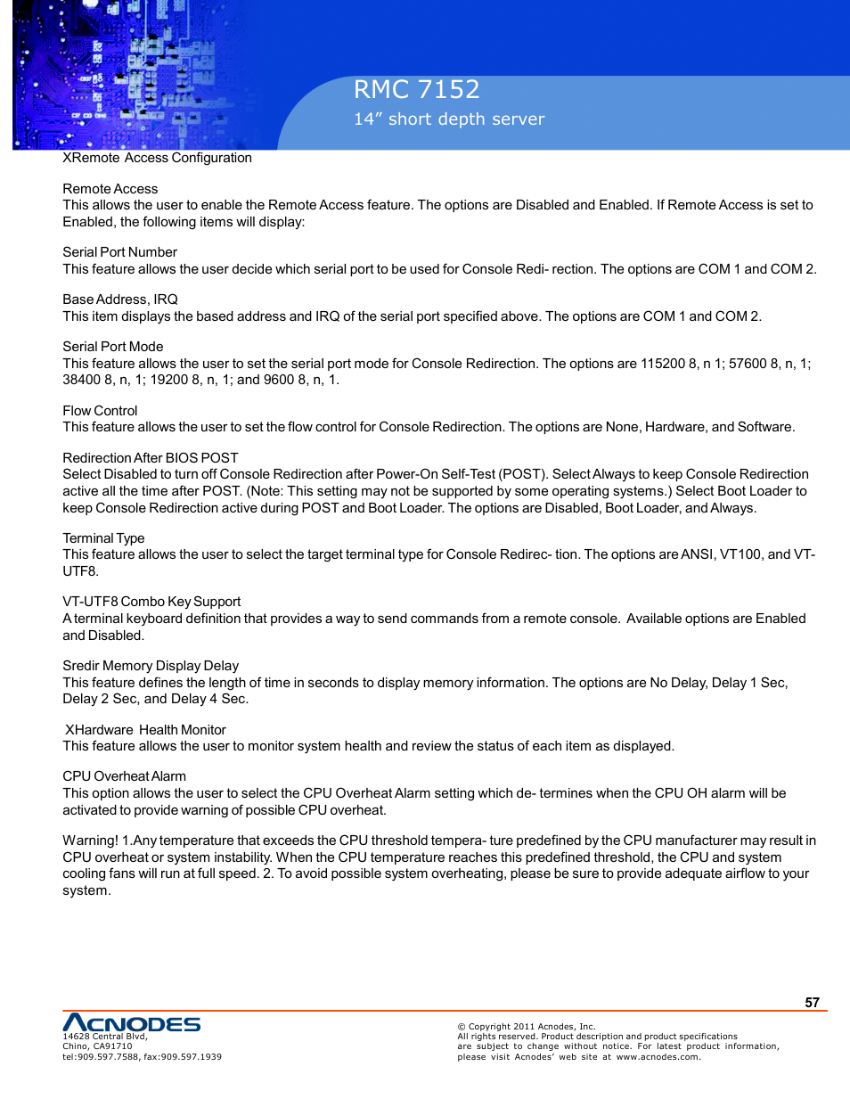 Rmc 7152 | Acnodes RMC 7152 User Manual | Page 57 / 68