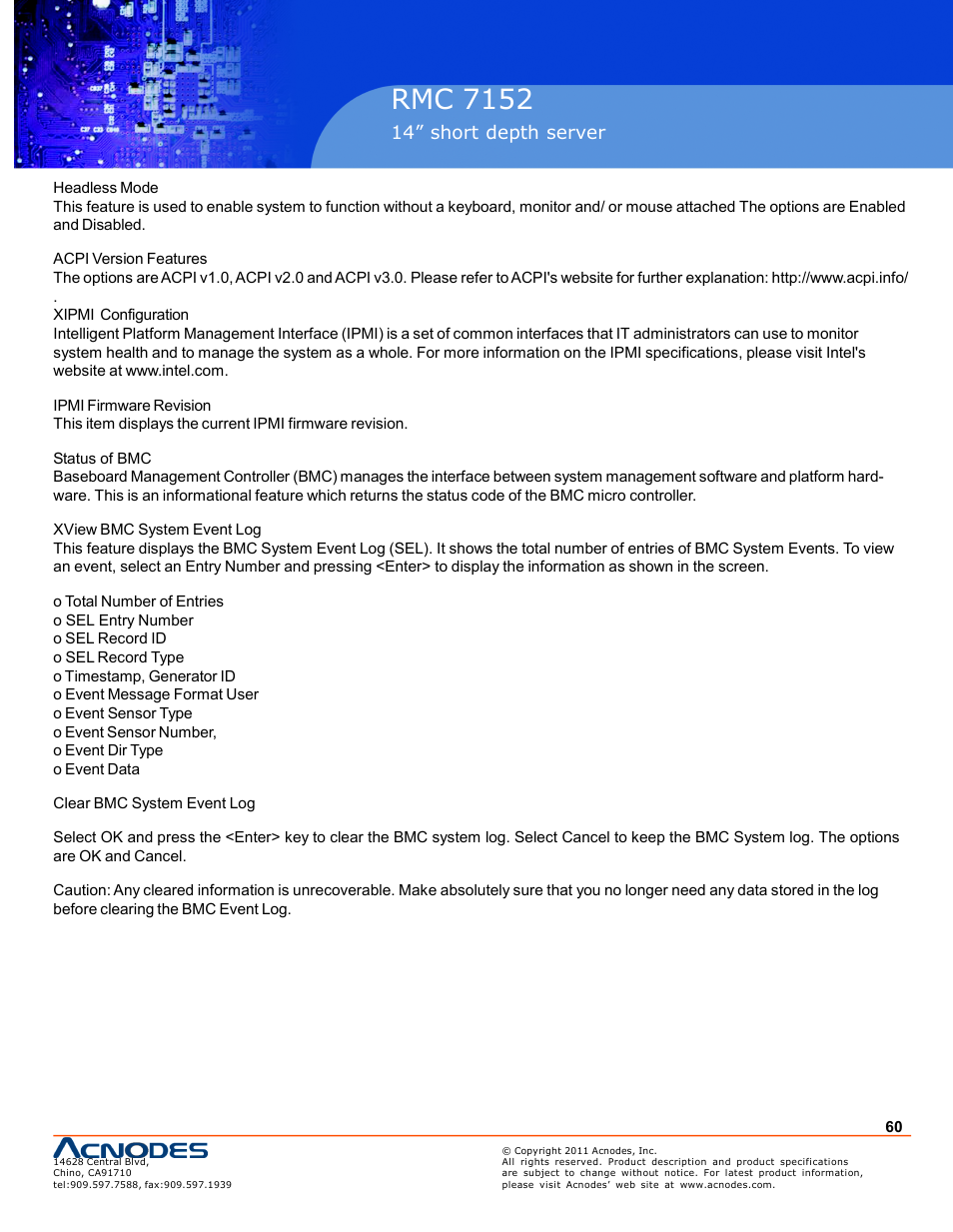 Pc 5150, Rmc 7152 | Acnodes RMC 7152 User Manual | Page 60 / 68